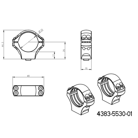 30mm montageringen | lange Picatinny QD Ergo basis 