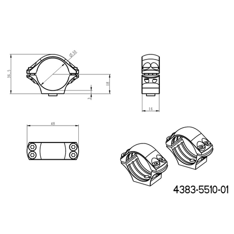 30mm montageringen | tweedelige Picatinny QD-basis 