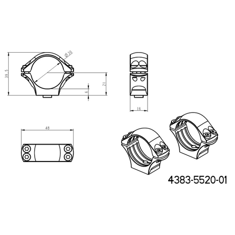 30mm montageringen | lange Picatinny QD Ergo basis 