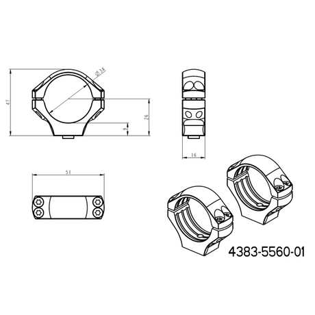 34mm montageringen | lange Picatinny QD Ergo basis 