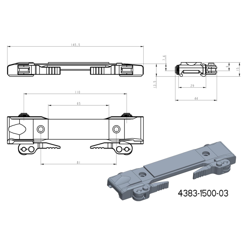 Basis voor JK-N-adapters | picatinny basis met QD-hendels [lang] 