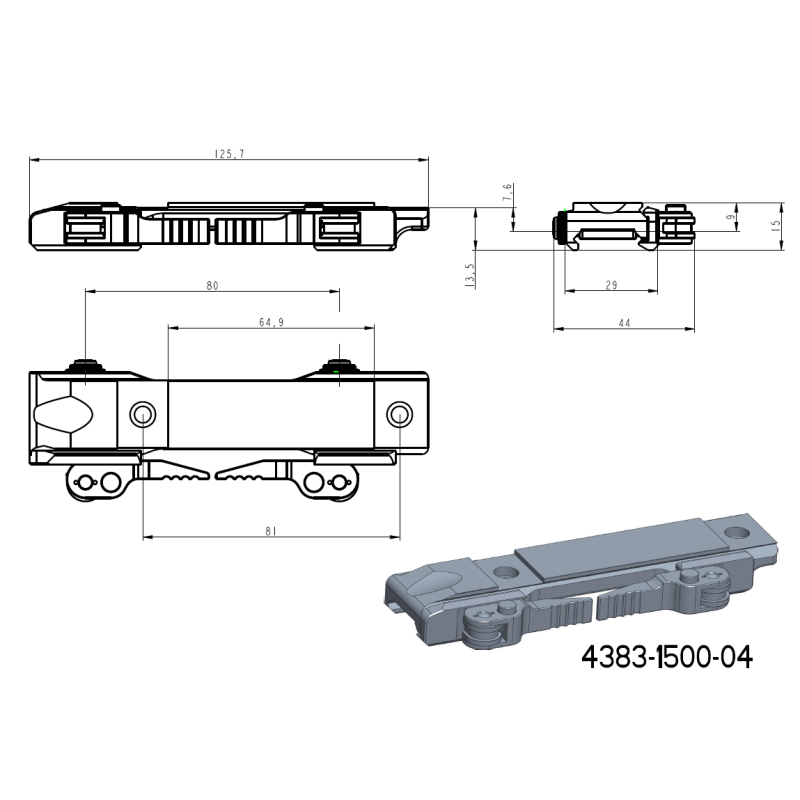 Basis voor JK-N adapters | picatinny basis met QD hendels [kort] 